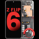 Pantalla OLED interna con marco para Samsung Galaxy Z Flip 6 5G Silver Shadow, repuesto para reparación.