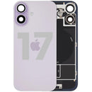 Tapa trasera iPhone 17 refurbished lavanda con MagSafe, NFC y flex de linterna para reparación.