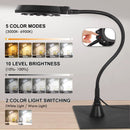Lámpara LED de aumento 5X con pinzas, ideal para soldadura y trabajos de precisión.