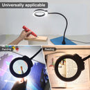 Lámpara LED de aumento 5X con pinzas, ideal para soldadura y trabajos de precisión.