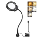 Lámpara LED de aumento 5X con pinzas, ideal para soldadura y trabajos de precisión.
