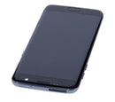 Pantalla Samsung Galaxy S7 Edge usada OEM pull Grade A con frame negro Onyx, lista para reparación.