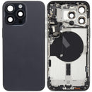 Compra una tapa trasera con pequeño preinstalado para tu iPhone 15 Pro Max en Guatemala, disponible en negro titanio, ideal para reparaciones y repuestos de calidad.