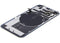 Reparación de tapa trasera con placa de acero, carga inalámbrica y flex de linterna para iPhone 14 en Guatemala.