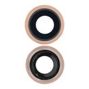 Repuesto de lente de cámara trasera con soporte y bisel para iPhone 8 en Guatemala, pack de 10 unidades en color dorado con cristal de zafiro real premium.