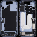 Chasis medio iPhone 17 Mist Blue usado con puerto de carga y piezas pequeñas para reparación.