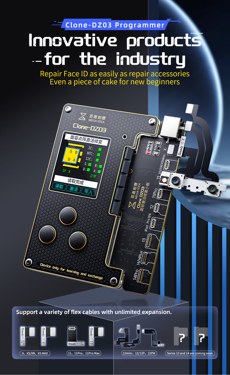 Encuentra la Placa QianLi Mega-Idea 7 en 1 DZ03 para reparación de baterías y clon de Face ID en Guatemala.