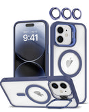 Funda silicone Transpalet y soporte de camara con lente de camara iPhone 11 (Azul oscuro)