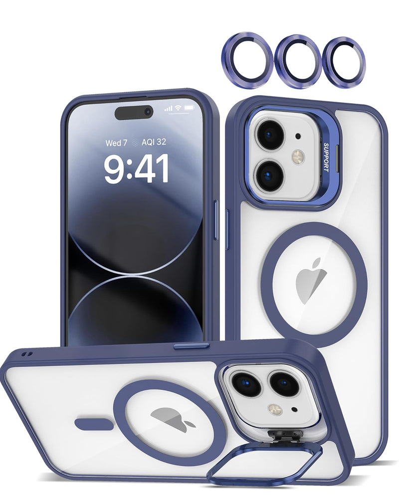 Funda silicone Transpalet y soporte de camara con lente de camara iPhone 11 (Azul oscuro)