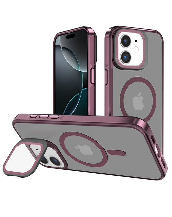 Case slim transparente con soporte para camara y con carga inalambrica iPhone 11 RED