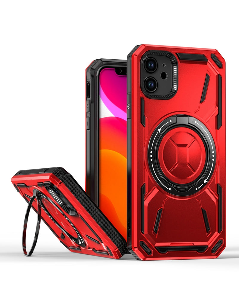Funda resistente anti-shock de cuerpo entero con soporte de anillo incorporado iPhone 11 - ROJO