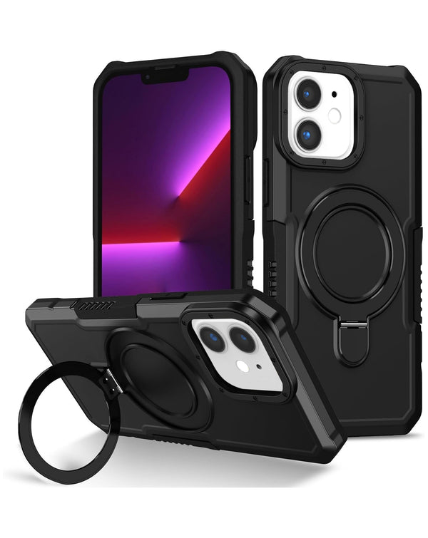 Protege tu iPhone 11 con un case PC duro antichoque con portador de anillo en color negro en Guatemala.