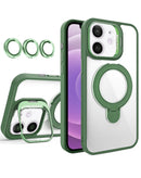 Funda transparente magnetica con 2 kickstand y lente de camara iPhone 11 (Verde oscuro)