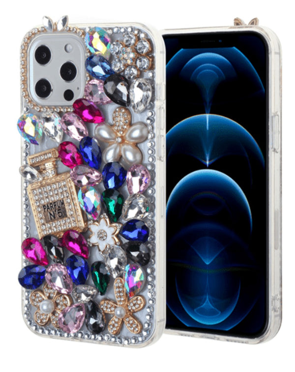 Protege tu iPhone 11 con estilo con una funda de silicona rígida Crystal Flower Perfume disponible en Guatemala.