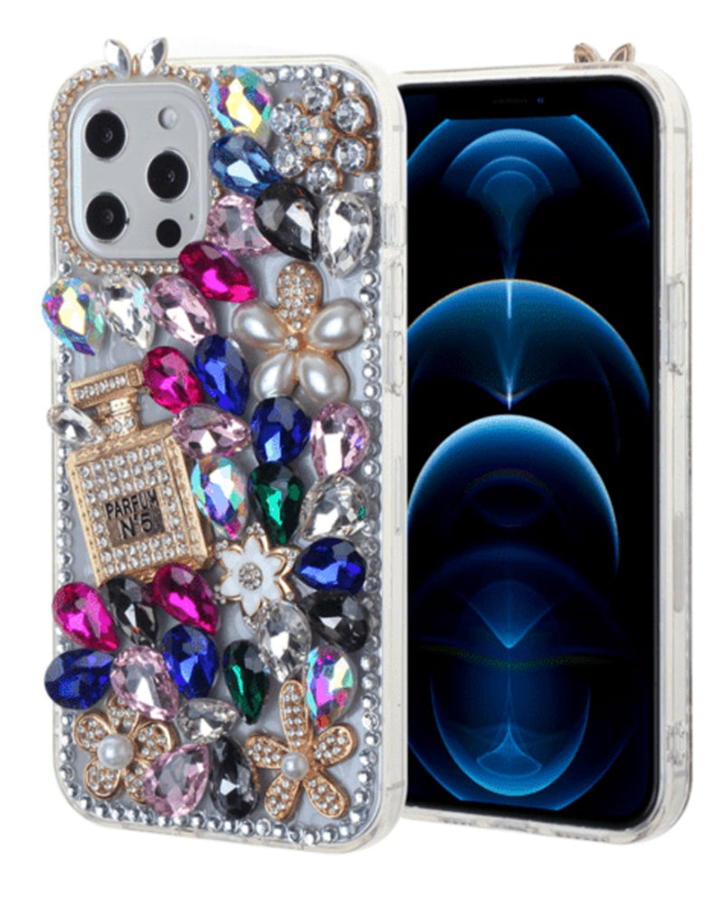 Protege tu iPhone 11 con estilo con una funda de silicona rígida Crystal Flower Perfume disponible en Guatemala.