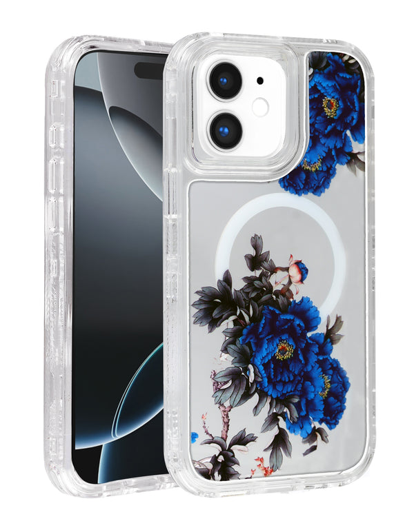 Funda transparente con diseño de flores para iPhone 11, incluye cargador inalámbrico, disponible en Guatemala.