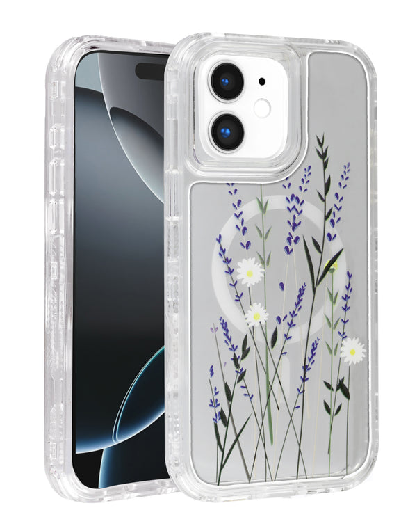 Encuentra en Guatemala el case transparente con diseño de flores y cargador inalámbrico para iPhone 11 en SlowBack, mayorista de accesorios para iPhone.