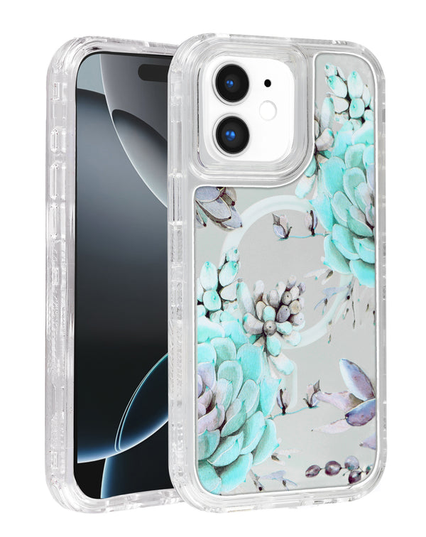 Encuentra la funda transparente con cargador inalámbrico de diseño floral Style 8 para iPhone 11 en Guatemala, ideal para accesorios de teléfono.