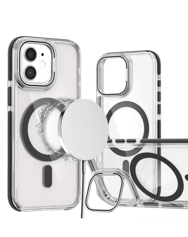 Encuentra la funda magnética transparente delgada con soporte para cámara para iPhone 11 en Guatemala, ideal para proteger tu dispositivo con estilo.