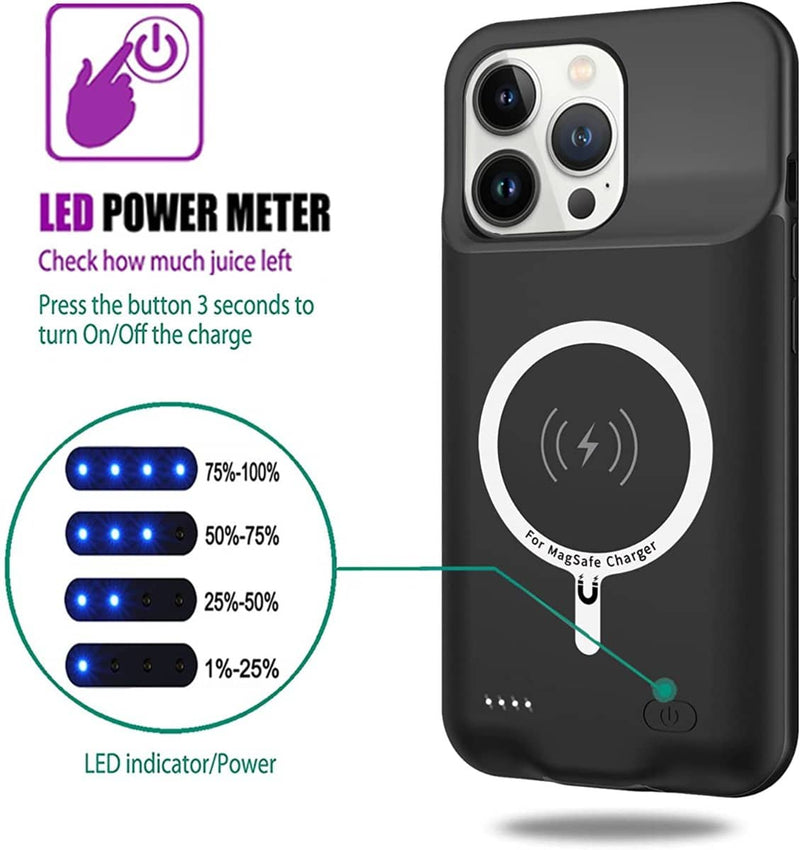 Encuentra el estuche de carga delgado Msafe 8500mAh para iPhone 13 Pro Max en Guatemala, ideal para mayoristas de accesorios y reparaciones de dispositivos.