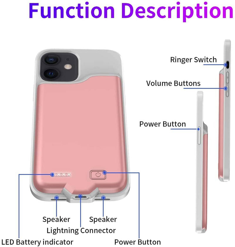 Encuentra la batería soft rubber slim de 5500mAh para iPhone 12/12 Pro color rosa en Guatemala.