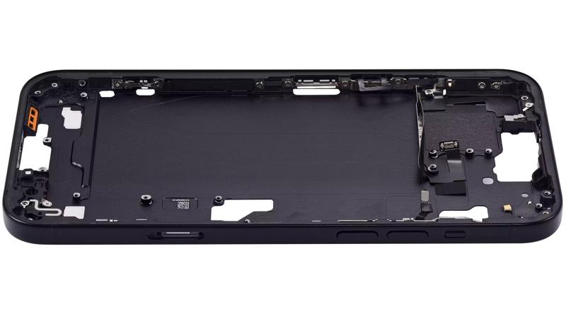 Compra en Guatemala el Marco intermedio negro con botones de encendido y volumen para iPhone 15 Plus versión internacional, ideal para reparaciones en talleres especializados.