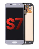 Pantalla OLED sin marco Silver Titanium para Samsung Galaxy S7 (G930F), repuesto de alta calidad para reparación de display.