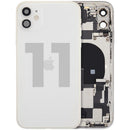 Tapa trasera blanca usada para iPhone 11 (A2111) con puerto de carga integrado, ideal para reparación de back housing.
