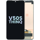 Pantalla OLED negra sin marco para LG V50s ThinQ, display original LM-V510N, ideal para reparación.
