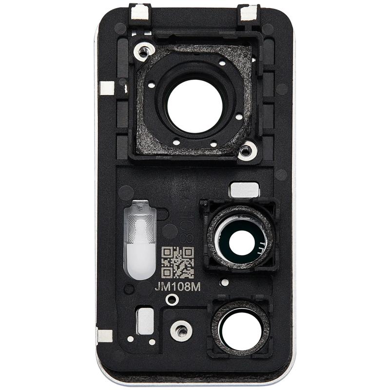 Compra en Guatemala el set de lente de cámara trasera con soporte y moldura para Xiaomi 12T en color azul.