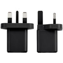 Adaptador de pared AmpSentrix 30W USB-C/USB-A negro titanio con enchufe 220V UK para carga rápida.