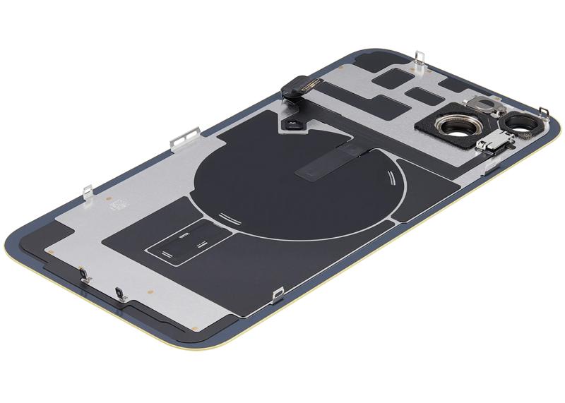 Tapa trasera con placa de acero y carga inalámbrica NFC para iPhone 14 Plus, disponible en Guatemala.