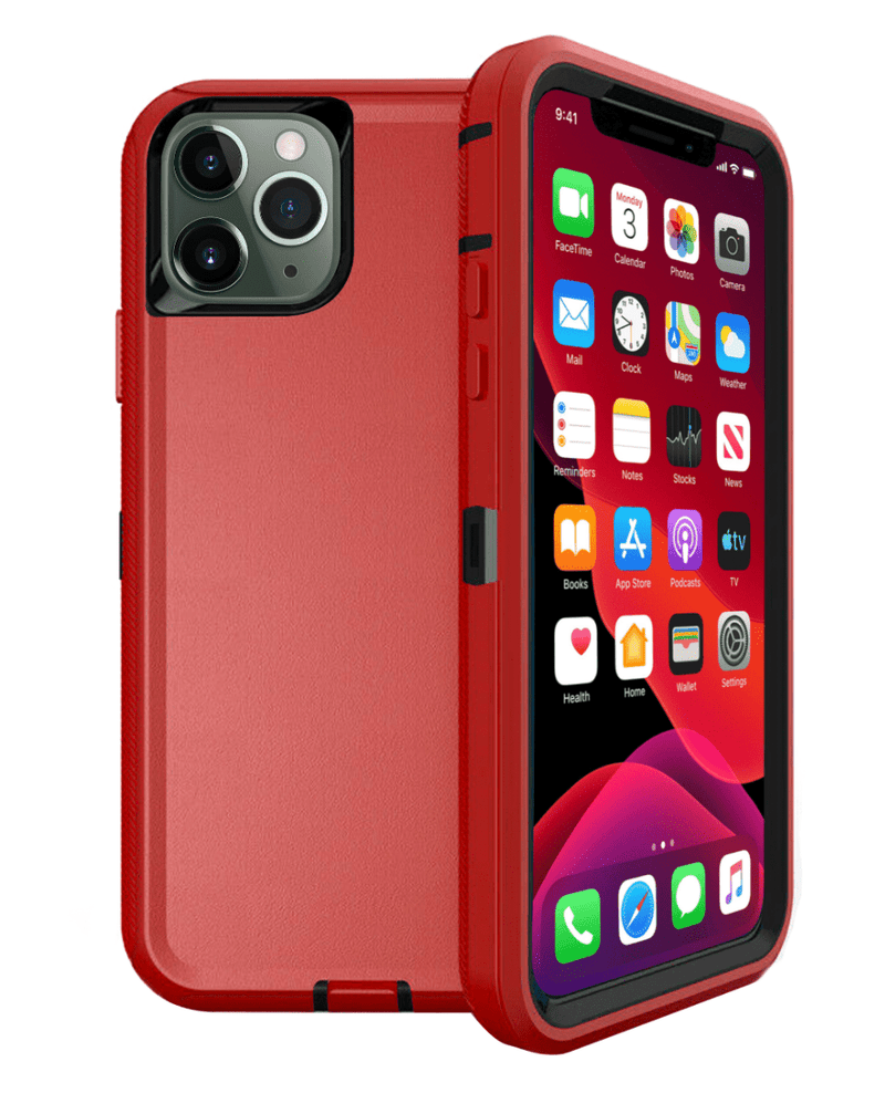 Protector robusto para iPhone 11 Pro Max en color rojo y negro, ideal para proteger tu dispositivo en Guatemala.