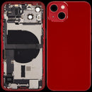 Tapa trasera roja para iPhone 13 con puerto de carga y pequeñas piezas, usada OEM Pull Grade B.