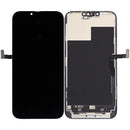 Pantalla OLED usada para iPhone 13 Pro Max (A2484) con cable flex de sensor de luz, lista para reparación.