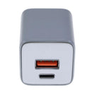 Adaptador de pared AmpSentrix Pro 30W GaN titanio natural, 2-en-1 USB-C y USB-A, para carga rápida.