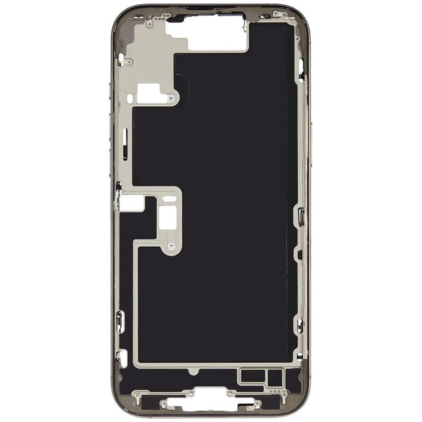 Encuentra la carcasa intermedia con botones de encendido y volumen para iPhone 16 Pro Max en Guatemala, disponible en grado A y color titanio natural.