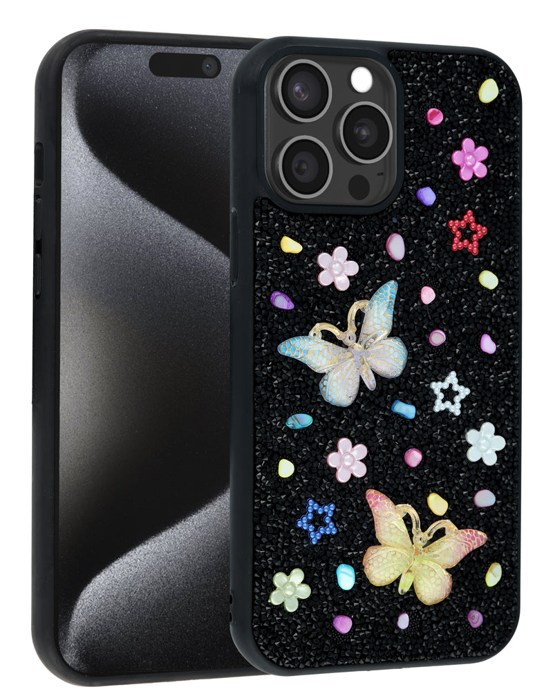 Encuentra la mejor funda Butterfly Glitter Rhinestone negro para iPhone 12 Pro Max en Guatemala.