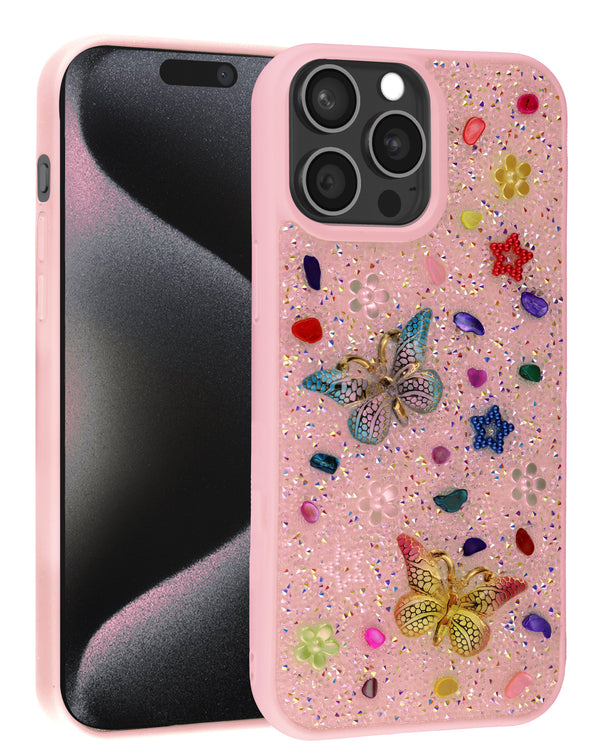 Encuentra la funda de mariposa con purpurina y rhinestone para iPhone 12 Pro Max en Guatemala con diseño exclusivo de SlowBack.