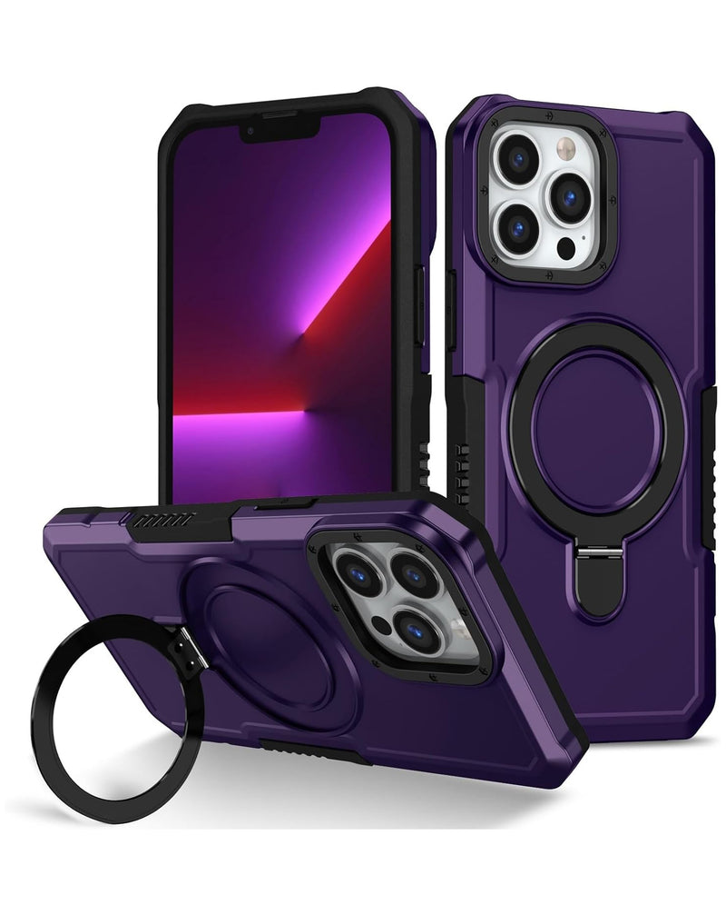 Protector de color Dark Purple para iPhone 12 Pro Max con anillo incorporado, ideal para encontrar en Guatemala en tiendas de accesorios para celular.