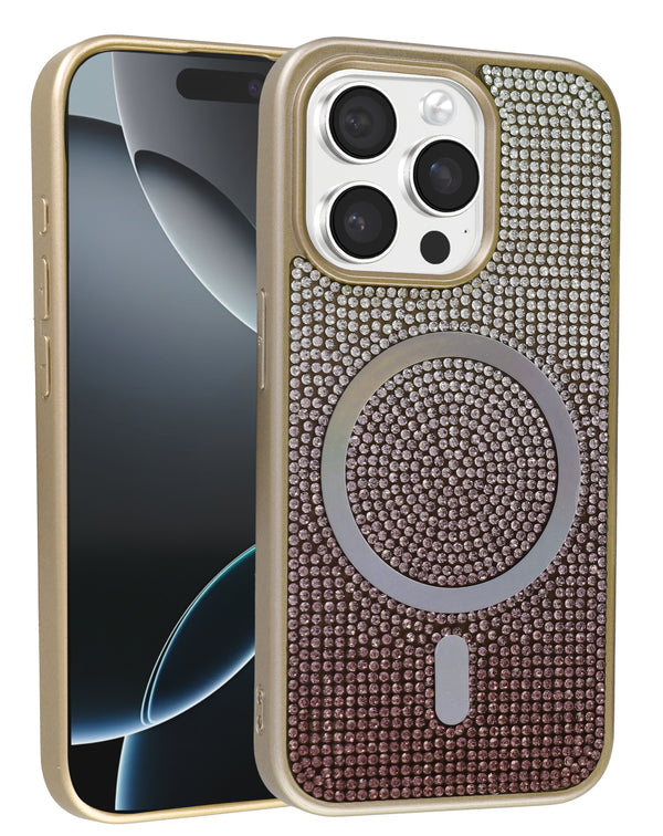 Encuentra la mejor funda con carga inalámbrica bling diamond crystal GOLD para iPhone 12 Pro Max en Guatemala.
