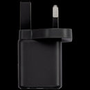 Adaptador de pared AmpSentrix 30W USB-C/USB-A negro titanio con enchufe 220V UK para carga rápida.