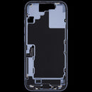 Chasis medio iPhone 17 Mist Blue usado, con puerto de carga y pequeñas piezas, para reparación.