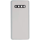 Tapa trasera de vidrio Samsung Galaxy S10 Plus Prism Silver service pack, con lente de cámara, para reparación.