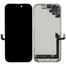 Pantalla OLED usada para iPhone 17, con cable flex de sensor de luz para reparación de display.