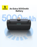 Encuentra la batería compacta de carga rápida BASEUS en Guatemala, ideal para mayoristas y talleres de reparación con cable USB-C y 20W de potencia en color negro.