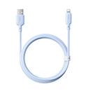 Cable USB-A a Lightning Baseus Silky Series azul Galaxy de 3 pies para carga rápida de 12W.