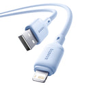 Cable USB-A a Lightning Baseus Silky Series azul Galaxy de 3 pies para carga rápida de 12W.
