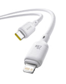 Cable de carga rápida USB-C a Lightning BASEUS Silky Series blanco luna de 6 pies, 20W.