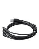 Cable de carga rápida Baseus Silky USB-C a Micro, Lightning y USB-C de 5 pies (100W) en negro cósmico.